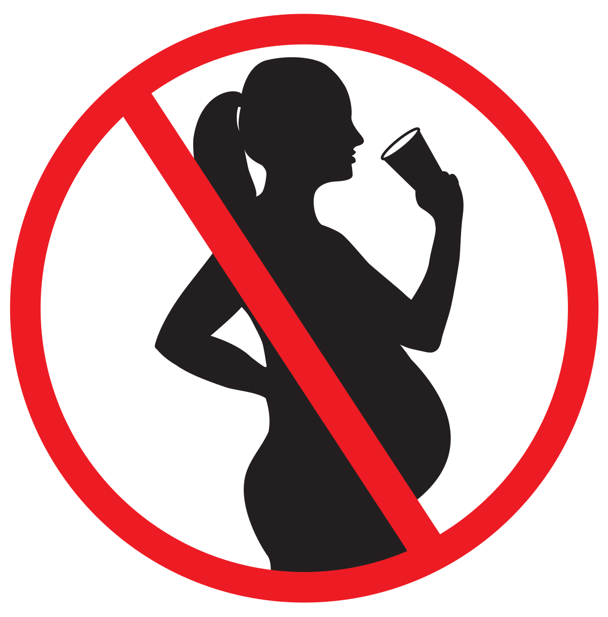 Prohibition symbol for drinking if pregnant